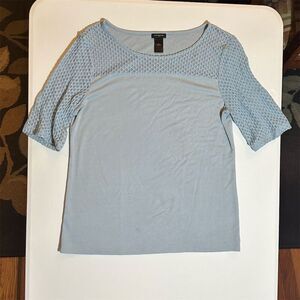 Ann Taylor Women's Light Blue Knit Pullover Top Size L Short Sleeve